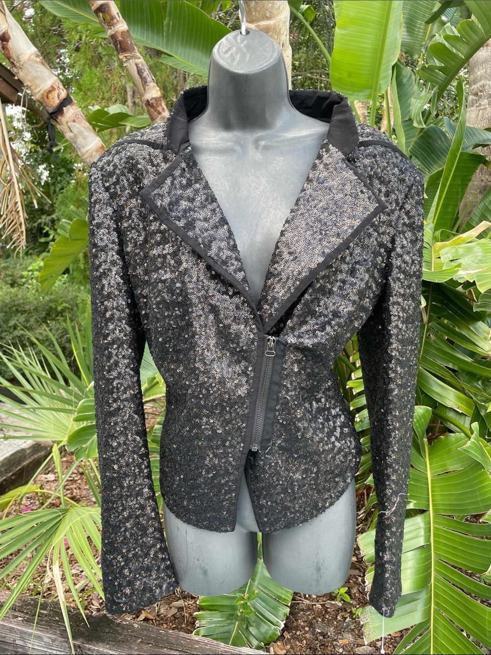 Golden black sequin Moto jacket